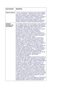 Curriculum Genetica - Istituto Giannina Gaslini