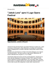 "Jakob Lenz" apre il Lugo Opera Festival