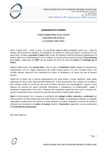 COMUNICATO STAMPA “FARE MARKETING DI SE STESSI