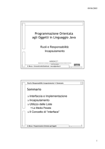 Programmazione Orientata agli Oggetti in Linguaggio Java Sommario