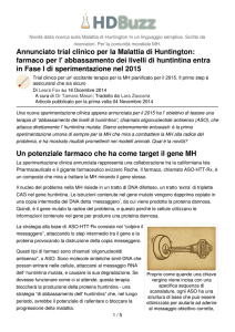 farmaco per l` abbassamento dei livelli di huntintina entra