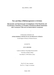 The Last Step of Methanogenesis in Archaea - ETH E