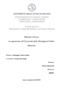 Minerali e Rocce in esposizione all`Università della Montagna di