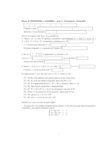 testo dell`esame di Geometria e Algebra del 1 febbraio 2016