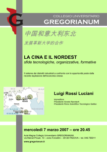 LA CINA E IL NORDEST - Collegio Universitario Gregorianum