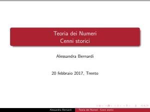 Teoria dei Numeri Cenni storici