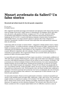 Azione - Settimanale di Migros Ticino Mozart avvelenato da Salieri