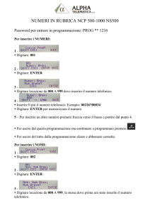 NUMERI IN RUBRICA NCP 500-1000 NS500