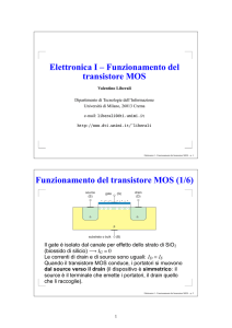 Elettronica I – Funzionamento del transistore MOS Funzionamento