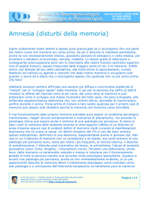 Amnesia (disturbi della memoria)