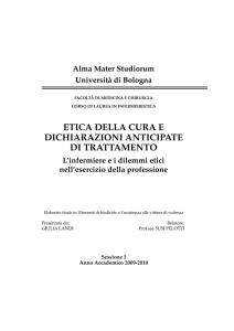 ETICA DELLA CURA E DICHIARAZIONI ANTICIPATE DI