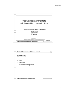 Programmazione Orientata agli Oggetti in Linguaggio Java Sommario