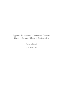 Appunti del corso di Matematica Discreta Corso di Laurea di base in
