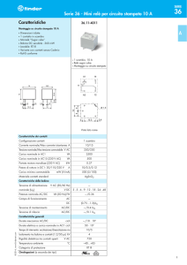 Caratteristiche Serie 36 - Mini relè per circuito stampato 10 A