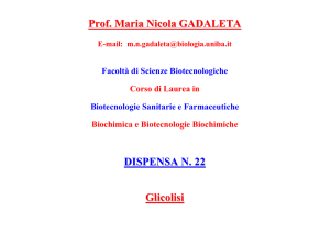 Prof. Maria Nicola GADALETA DISPENSA N. 22 Glicolisi