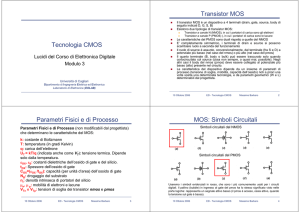 Tecnologia CMOS Transistor MOS Parametri Fisici e di Processo