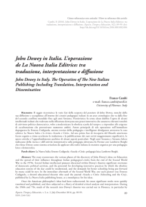 John Dewey in Italia. L`operazione de La Nuova Italia Editrice: tra