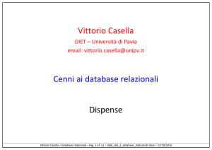 Vittorio Casella Cenni ai database relazionali Dispense