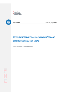 le verifiche trimestrali di cassa dell`organo di revisione negli enti locali