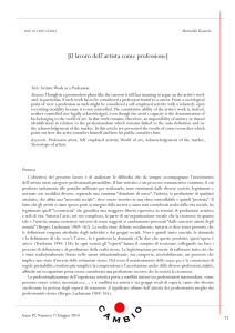 Il lavoro dell`artista come professione