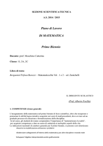 Piano di Lavoro Di MATEMATICA Primo Biennio