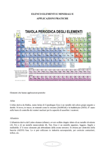 elenco elementi e minerali e applicazioni pratiche