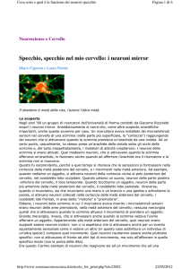 Specchio, specchio nel mio cervello: i neuroni mirror