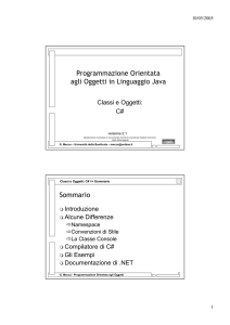 Programmazione Orientata agli Oggetti in Linguaggio Java Sommario