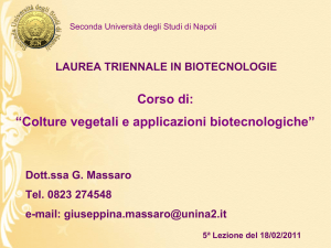 Corso di: “Colture vegetali e applicazioni biotecnologiche”