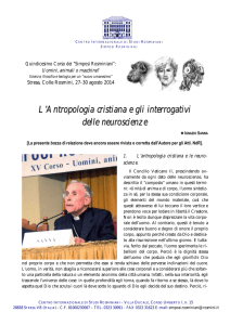 Mons. Ignazio Sanna, L`antropologia teologica e gli