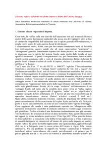 Elusione e abuso del diritto tra diritto interno e diritto dell`Unione