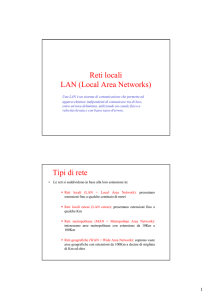Reti locali LAN (Local Area Networks) Tipi di rete