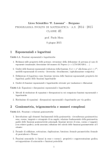 programma svolto di matematica – as 2014 – 2015