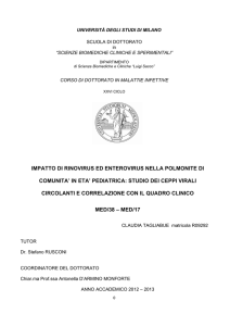 impatto di rinovirus ed enterovirus nella polmonite di comunita` in