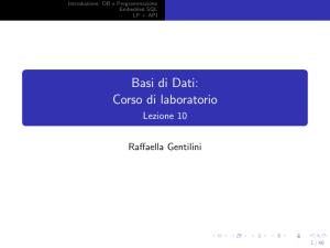 Basi di Dati: Corso di laboratorio - Lezione 10