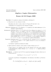 Algebra e Logica Matematica Esame del 30 Giugno 2009