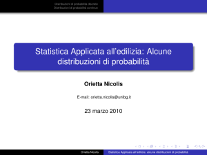 Statistica Applicata all`edilizia: Alcune distribuzioni di probabilità