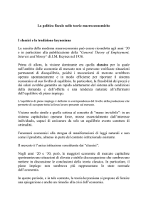 La politica fiscale nelle teorie macroeconomiche I classici e la