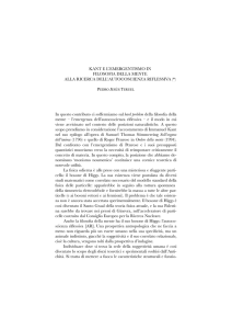 KANT E L`EMERGENTISMO IN FILOSOFIA DELLA MENTE