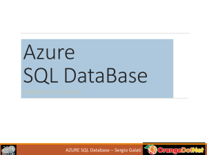 SLIDE SESSIONE Azure SQL DataBase per DBA e