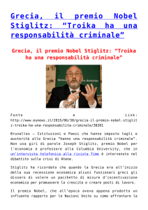 Grecia, il premio Nobel Stiglitz: “Troika ha una