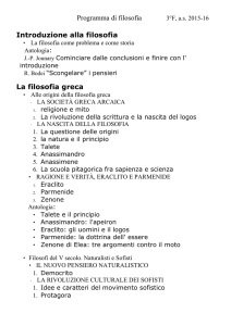 Programma di filosofia Introduzione alla filosofia La