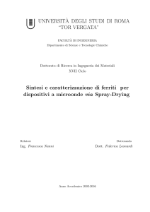 UNIVERSIT`A DEGLI STUDI DI ROMA “TOR VERGATA” Sintesi e