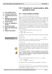 I.10. Il teorema di conservazione della quantità di