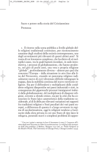 Sacro e potere nella storia del Cristianesimo Premessa 1