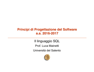 MySQL e linguaggio SQL - Università del Salento