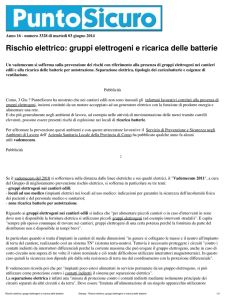 Stampa - Rischio elettrico: gruppi elettrogeni e ricarica delle batterie