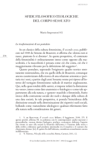 SFIDE FILOSOFICO-TEOLOGICHE DEL CORPO SESSUATO