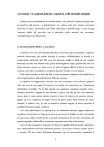 Interazioni tra soluzione e superficie delle particelle minerali