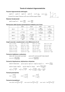 Tavola relazioni Trigonometriche - gerlos